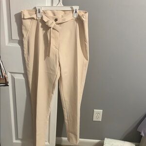 Elegant Cream Tie-Waist Trousers